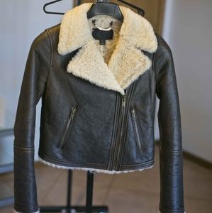 NWOT J. Crew Collection Moto Leather Shearling Jacket size 4 Small